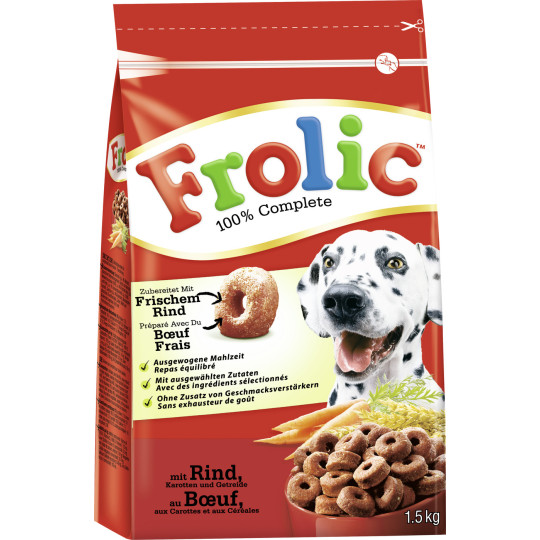 Frolic 100% Complette mit Rind, Karotten & Getreide Hundefutter trocken 1,5KG 