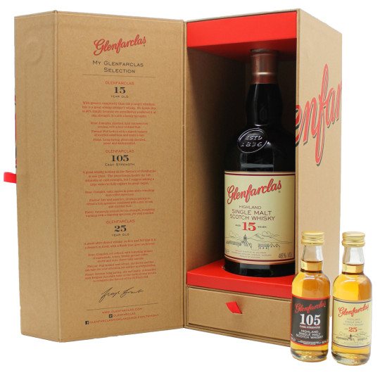 Glenfarclas Whisky mit 2 Miniaturen 15 Jahre 46% GP 0,8L 