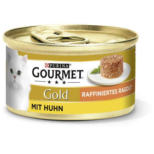Purina Gourmet Gold Raffiniertes Ragout Huhn Katzenfutter nass 85G 