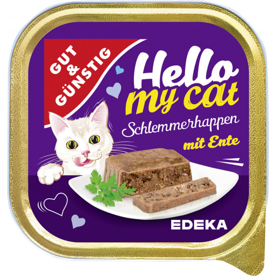 Edeka Katzenfutter Hello My Cat Schlemmerhappen mit Ente 100G 