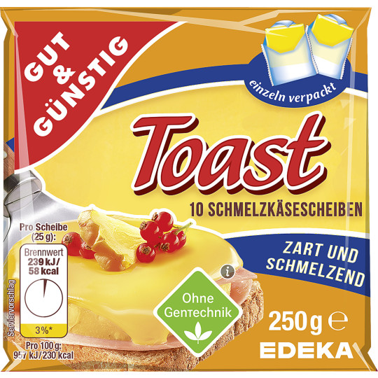 Gut & Günstig Schmelzkäsescheiben Toast 250G 