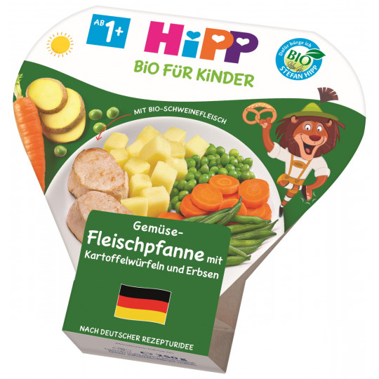 Hipp Bio Gemüse-Fleischpfanne mit Kartoffelwürfeln und Erbsen ab 1+ Jahr 250G 