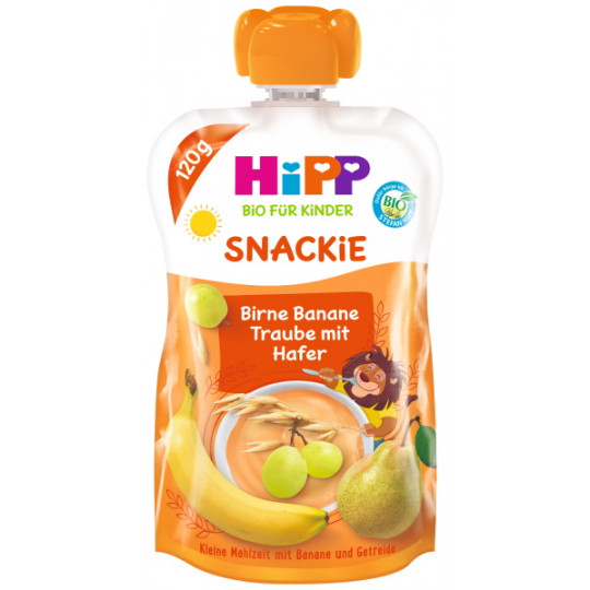 Hipp Bio Snackie Birne-Banane-Traube mit Hafer 1+ 120G 