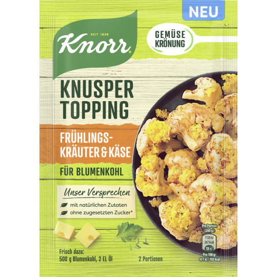 Knorr Knusper Topping Frühlingskräuter & Käse für Blumenkohl 40G 
