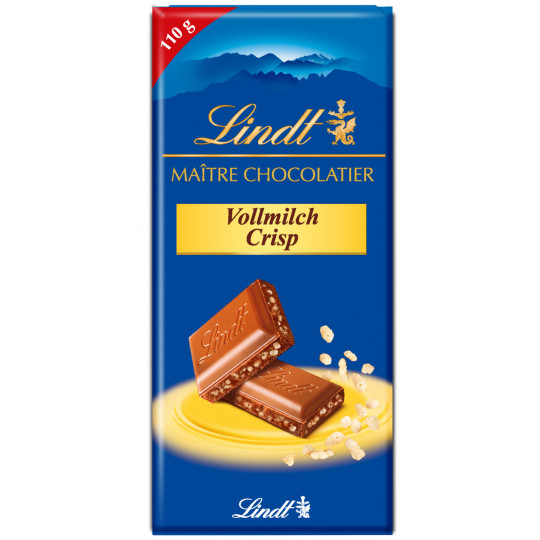 Lindt Maitre Chocolatier Vollmilch Crisp 110G 