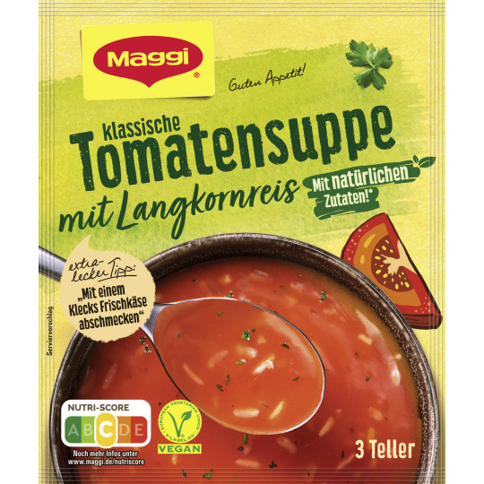 Maggi Guten Appetit Klassische Tomatensuppe mit Langkornreis ergibt 750ML 