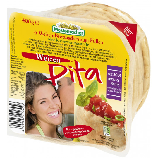 Mestemacher Pita Brottaschen Weizen 400 g 