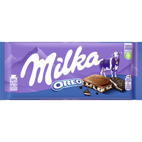 Milka Alpenmilch Schokolade mit Oreo-Stückchen 100G  MHD 02.04.2023 