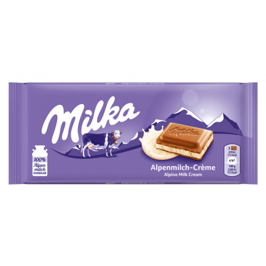 Milka Alpenmilch-Creme Schokolade 100G Tafel 