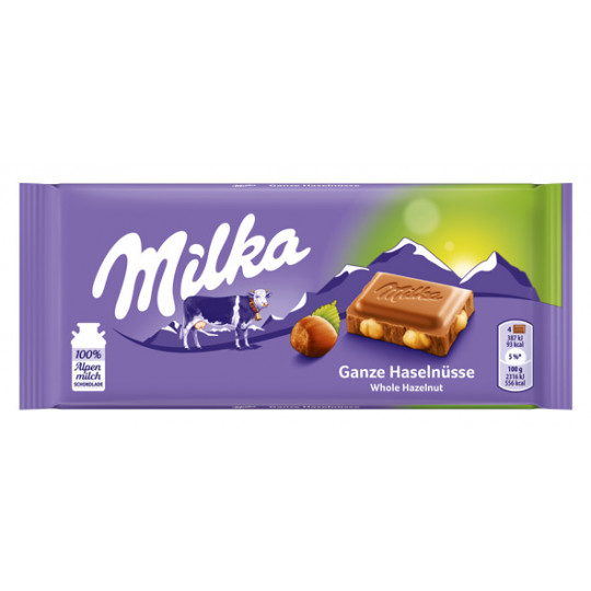 Milka Ganze Haselnüsse Schokolade 100G 