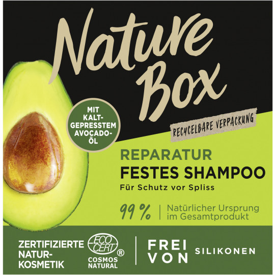 Nature Box Reparatur festes Shampoo Avocado-Öl 85G 