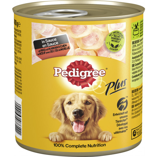 Pedigree Plus mit Rind & Markknochen in Sauce Hundefutter nass 800G 