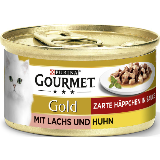 Purina Gourmet Gold Zarte Häppchen mit Lachs und Huhn 85G 