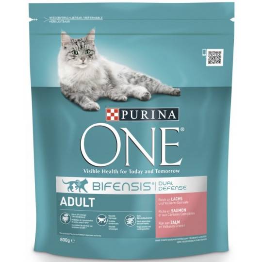 Purina One Cat Bifensis Adult Lachs und Vollkorn-Getreide Katzenfutter trocken 0,8 kg 
