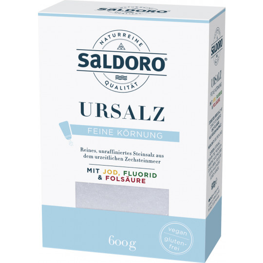 EDEKA24 Saldoro Urmeer Salz mit Jod, Fluorid & Folsäure 600G