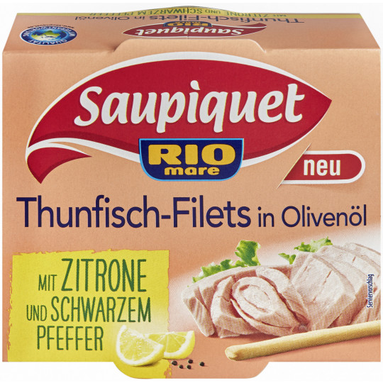 Saupiquet Thunfisch-Filets in Olivenöl mit Zitrone und schwarzem Pfeffer 130G 