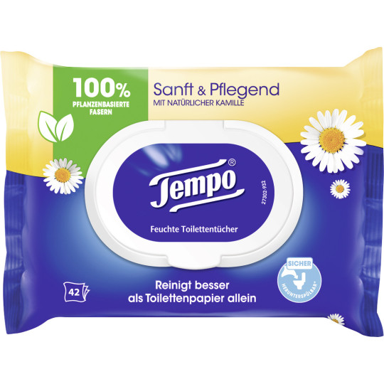 Tempo Sanft & Pflegend Feuchte Toilettentücher Kamille 42 Stück 