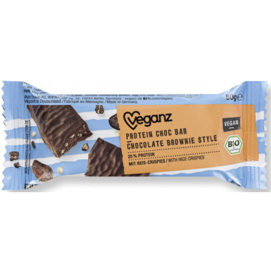 Veganz Bio Protein Choc Bar Chocolate Brownie Style 50G 