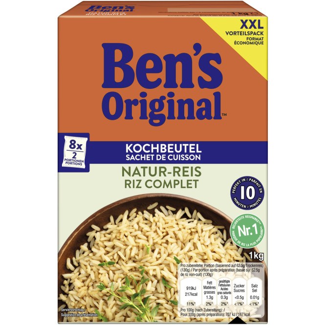 Ben's Original Natur-Reis Kochbeutel 1KG -  MHD 10.06.2026