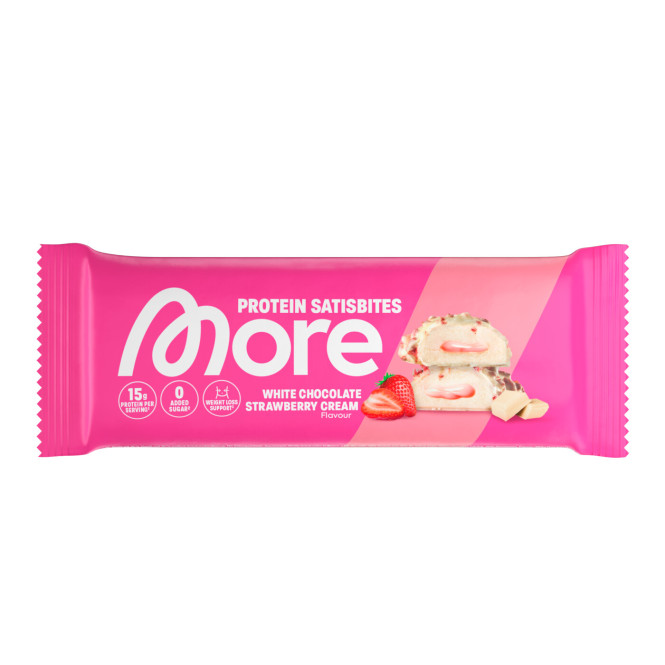 More Satisbite Bar White Strawberry Cream 50G