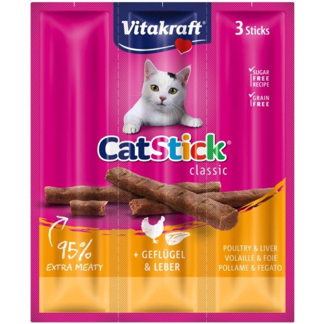 Vitakraft Cat Stick Classic Geflügel & Leber 3x 6G