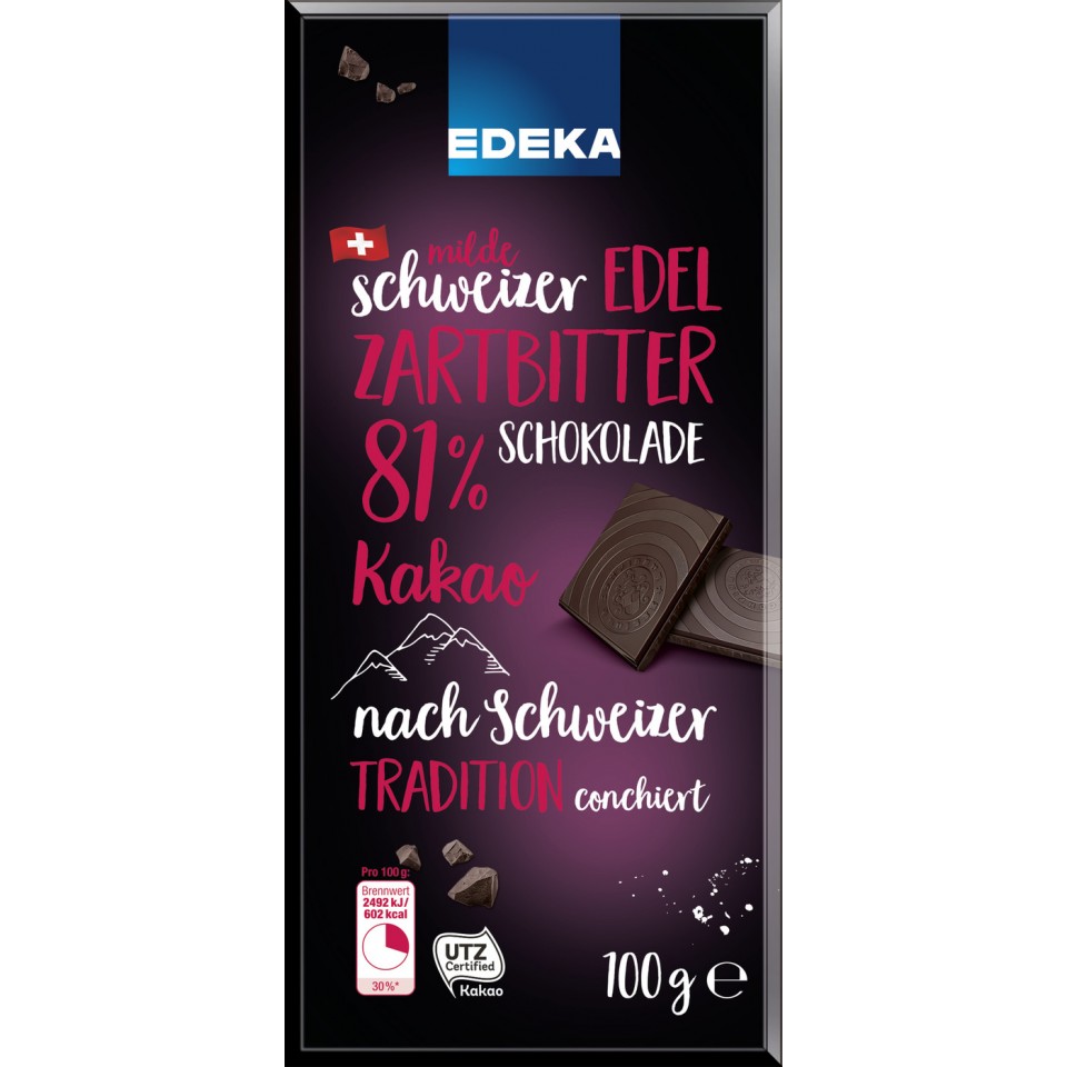EDEKA24 | EDEKA Milde Schweizer Edel Zartbitter Schokolade 81 ...