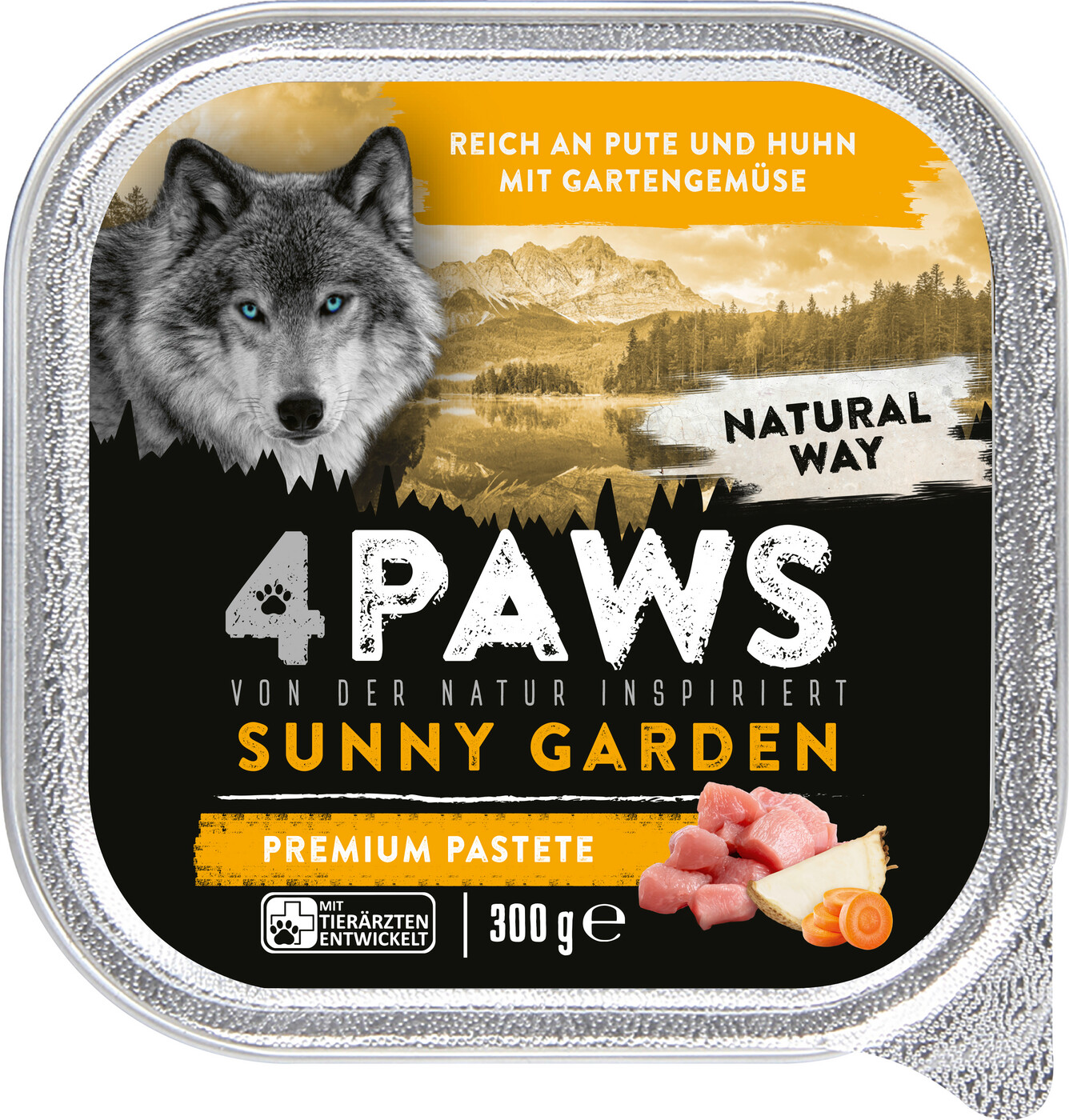 4Paws Sunny Garden Reich an Pute und Huhn mit Gartengemüse 300G