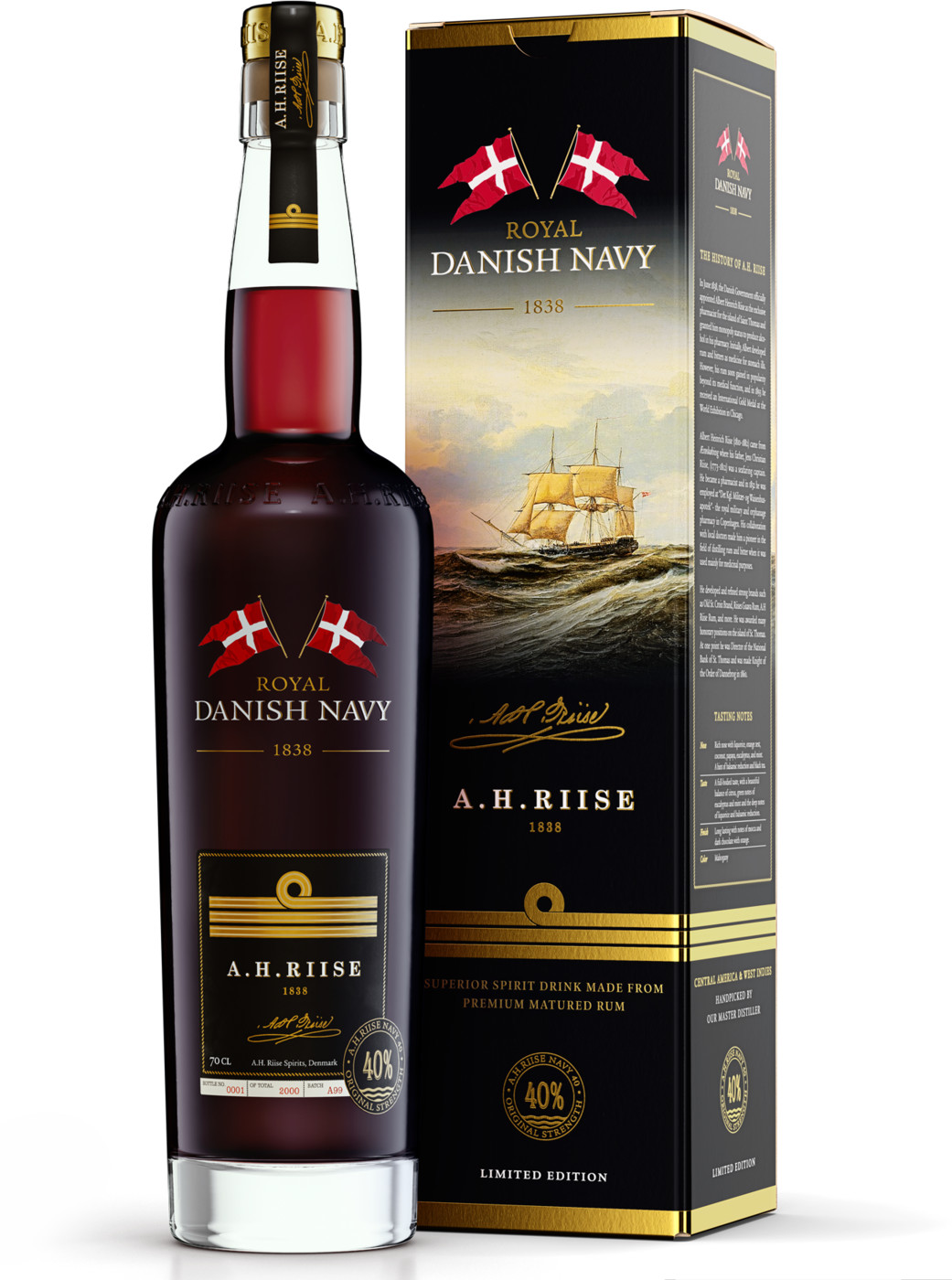 A.H.Riise Royal Danish Navy Rum 40% 0,7L