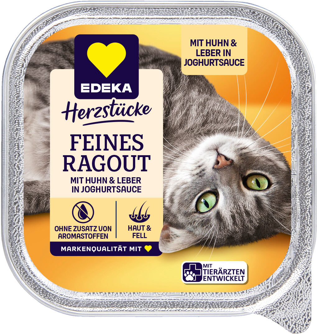 EDEKA Herzstücke Feines Ragout mit Huhn & Leber in Joghurtsauce 100G