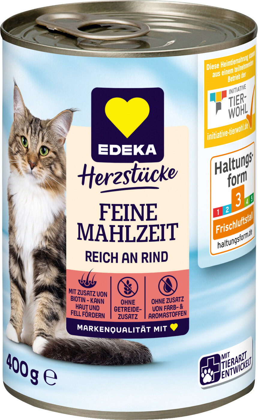 EDEKA Herzstücke Katzenfutter reich an Rind 400G