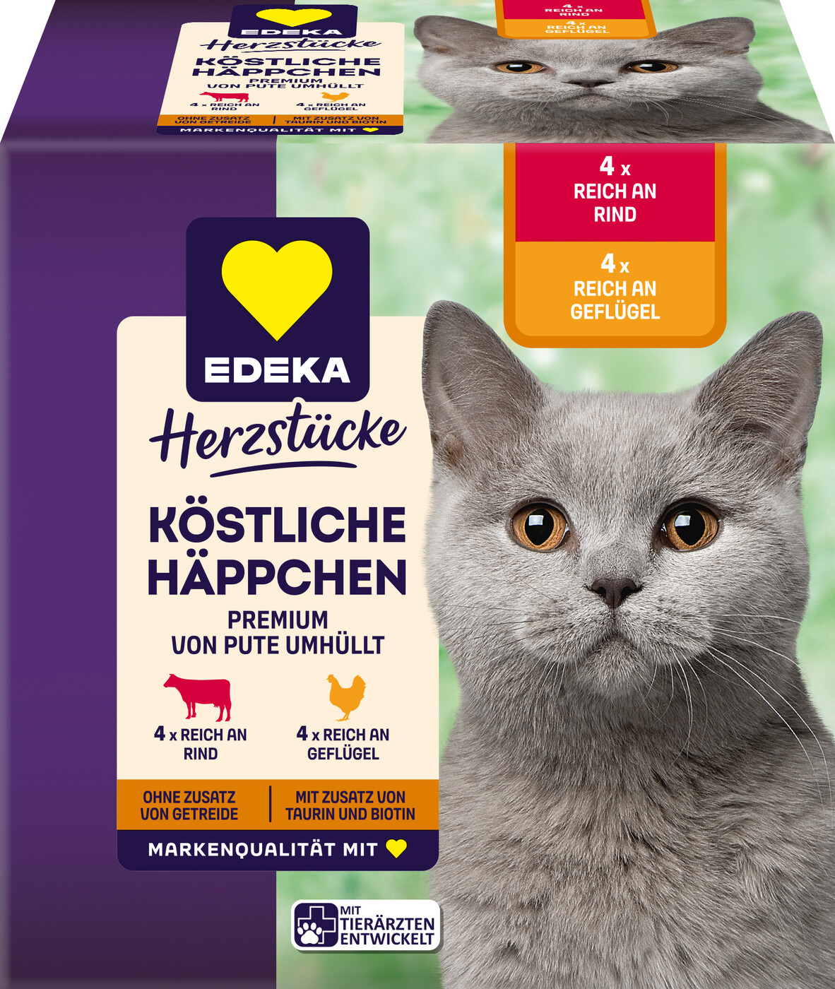 EDEKA Herzstücke Köstliche Häppchen reich an Rind/reich an Geflügel 8x 85G