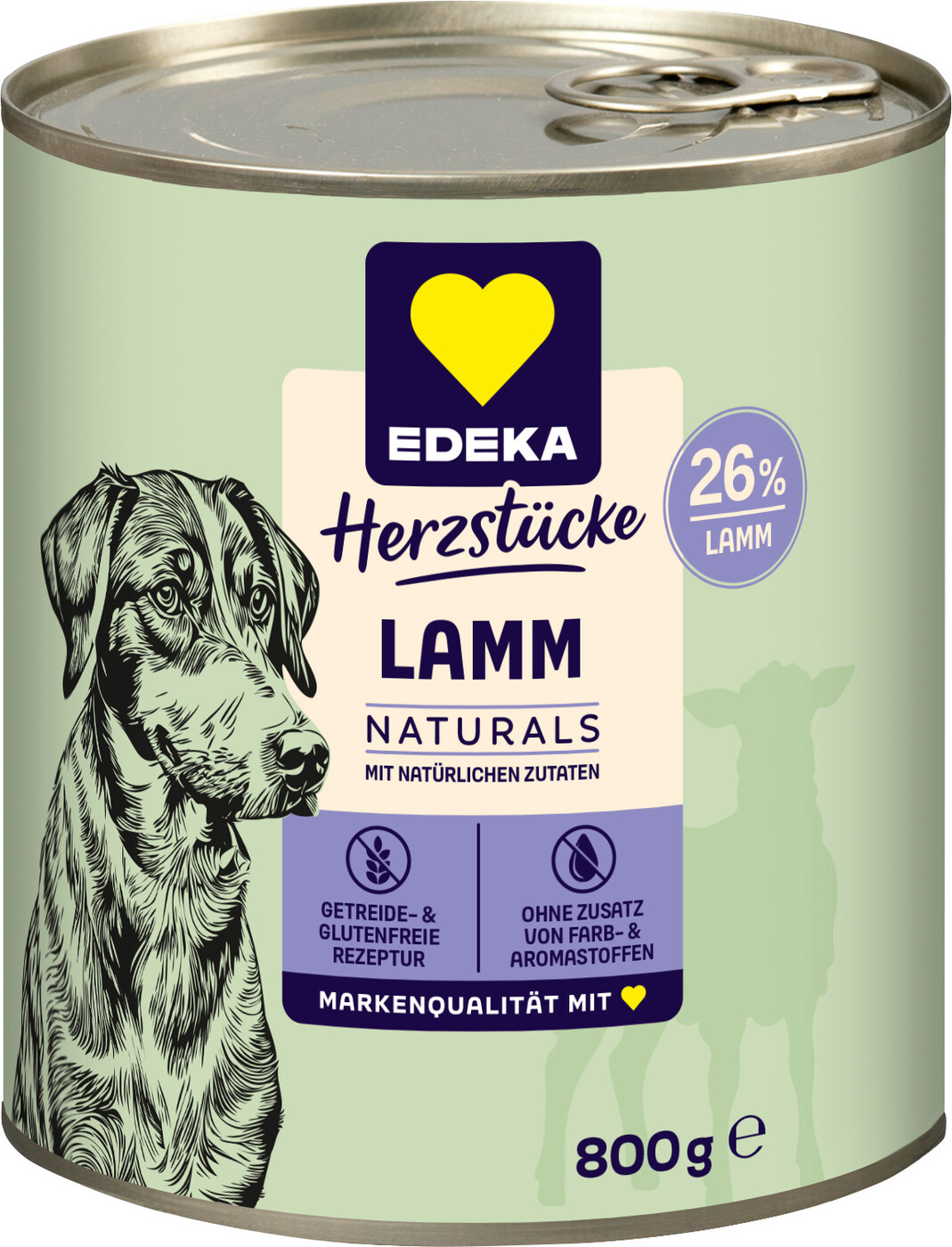 EDEKA Herzstücke Naturals Lamm Hundefutter 800G 800g.