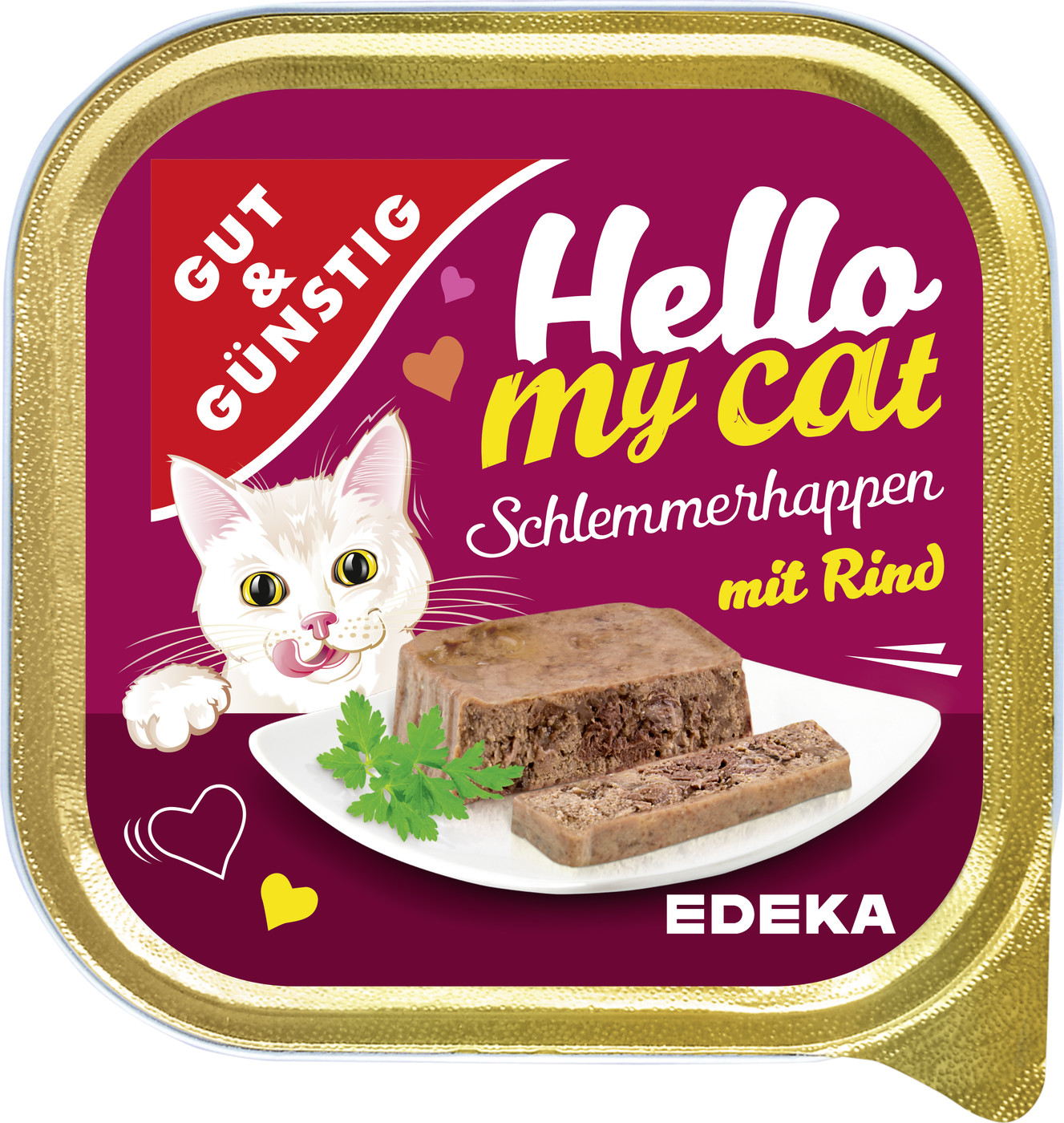 Gut & Günstig Hello My Cat Schlemmerhappen mit Rind 100G