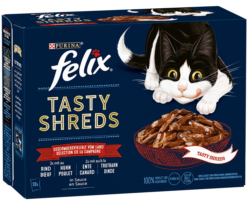 Felix Tasty Shreds Geschmacksvielfalt vom Land 10x 80G