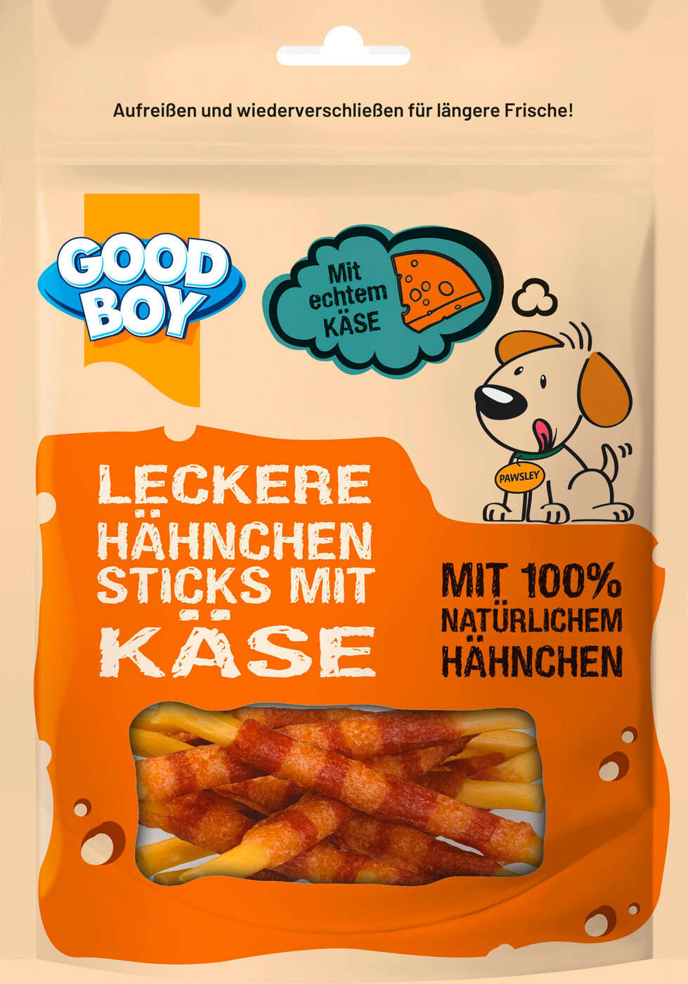 Good Boy Leckere Hähnchen-Sticks mit Käse 80G
