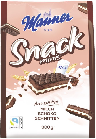 Manner Snack Minis Milch-Schoko, 300 Gramm Packung