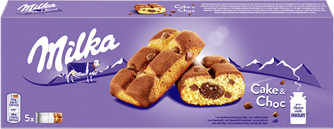 MILKA Choco&Cake - Bizcochos de chocolate con leche 175g (5uds) - Pack de 3 unidades - Total 525g