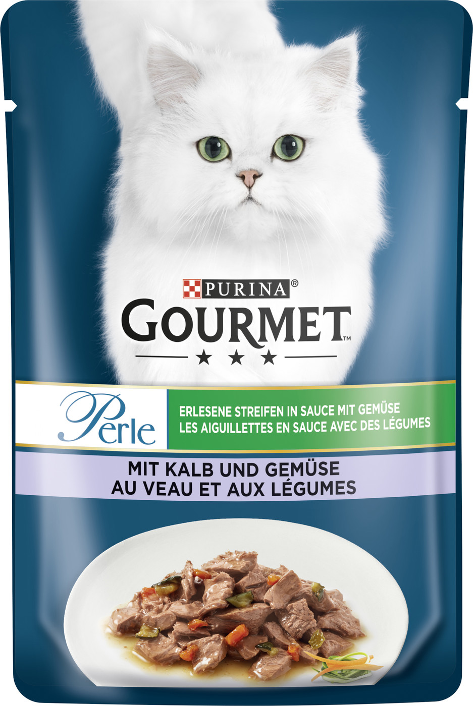 Purina Gourmet Perle Erlesene Streifen mit Kalb und Gemüse 85G