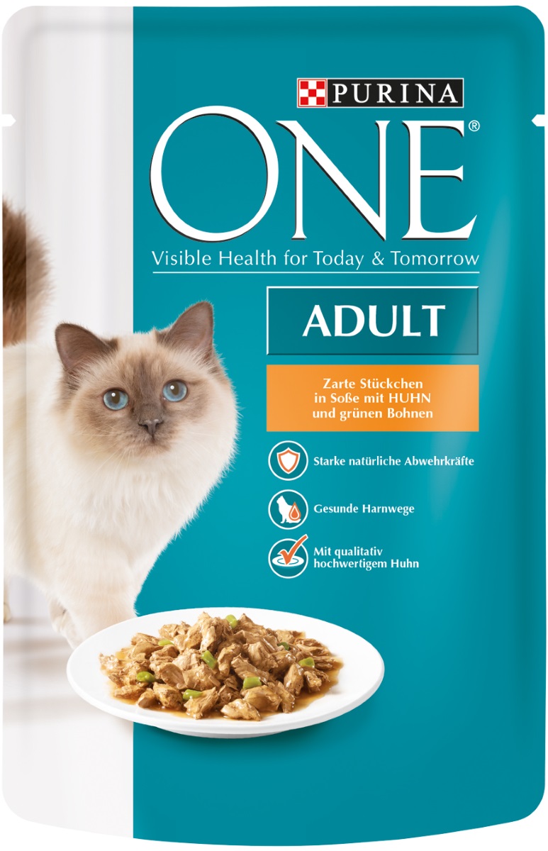 One Cat Adult zarte Stückchen in Soße mit Huhn 85G