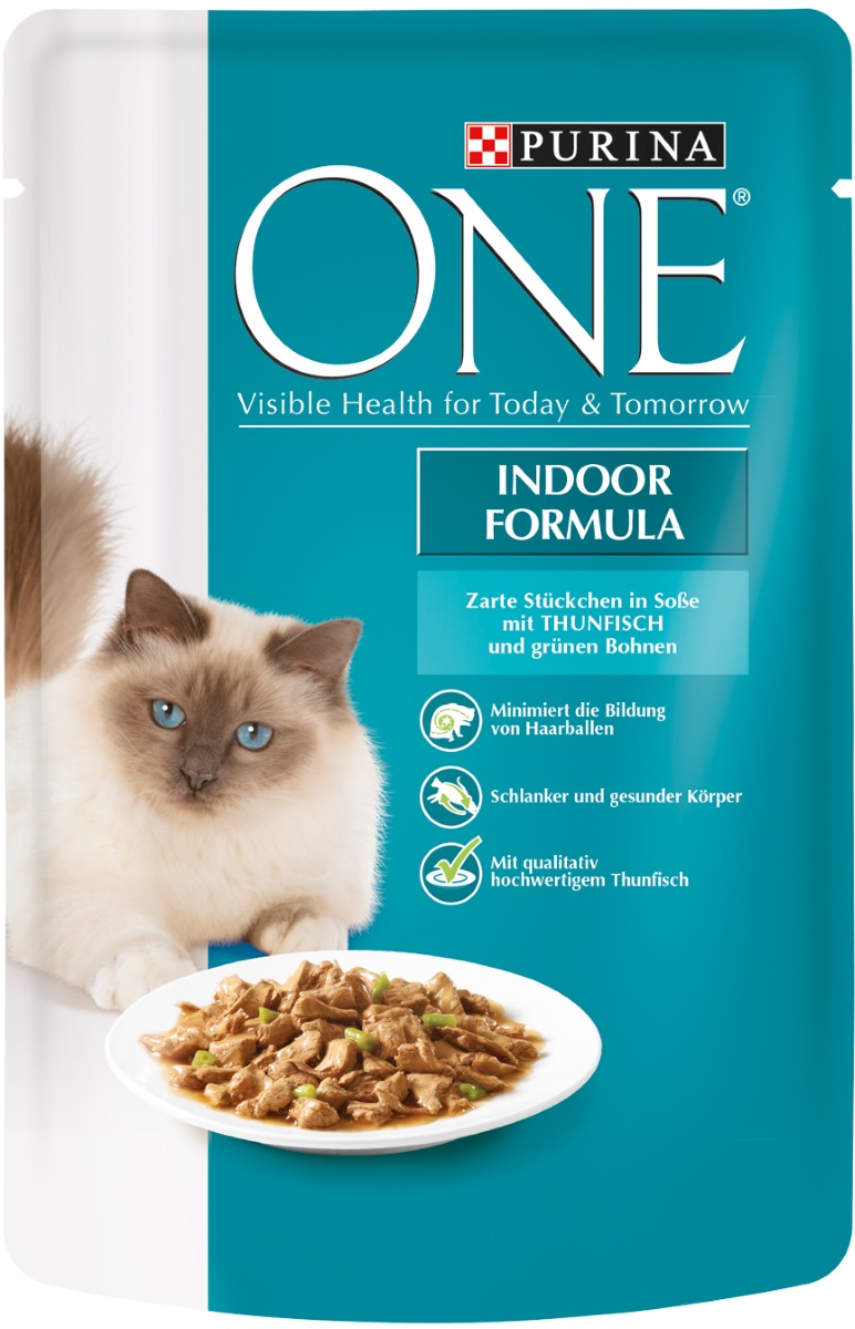 One Cat Indoor Formula zarte Stückchen in Soße mit Thunfisch 85G