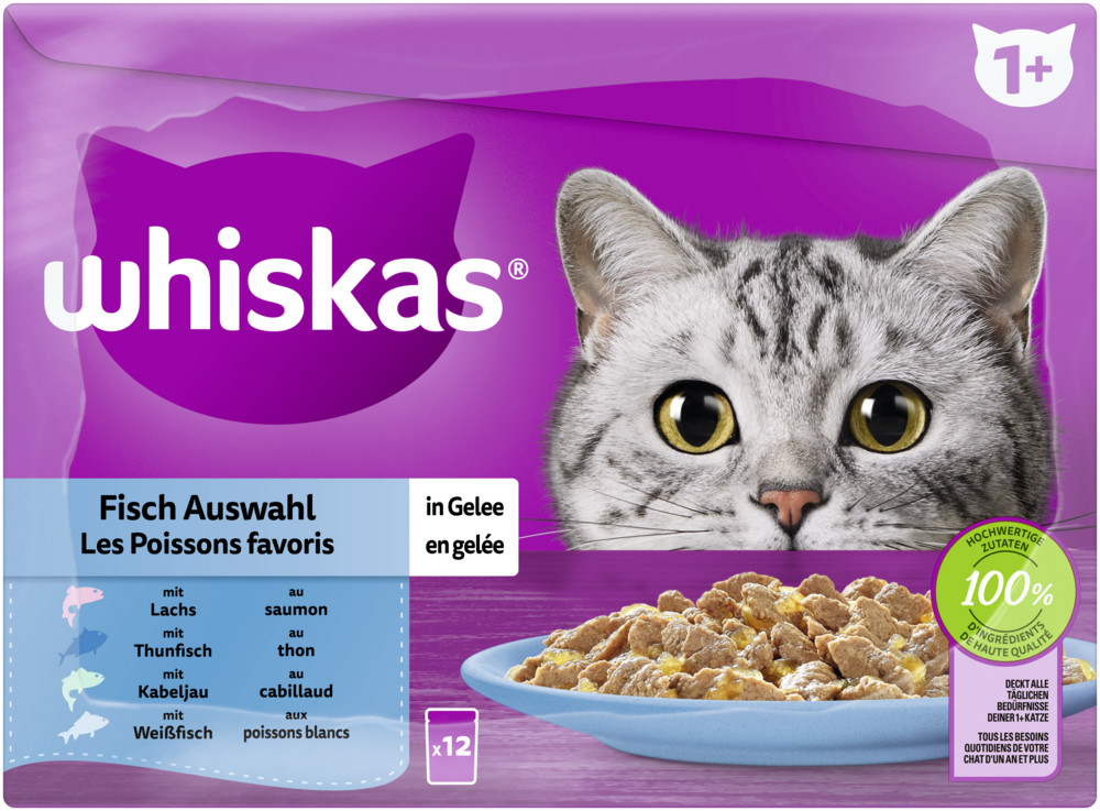 Whiskas Fisch Auswahl in Gelee 12x 85G