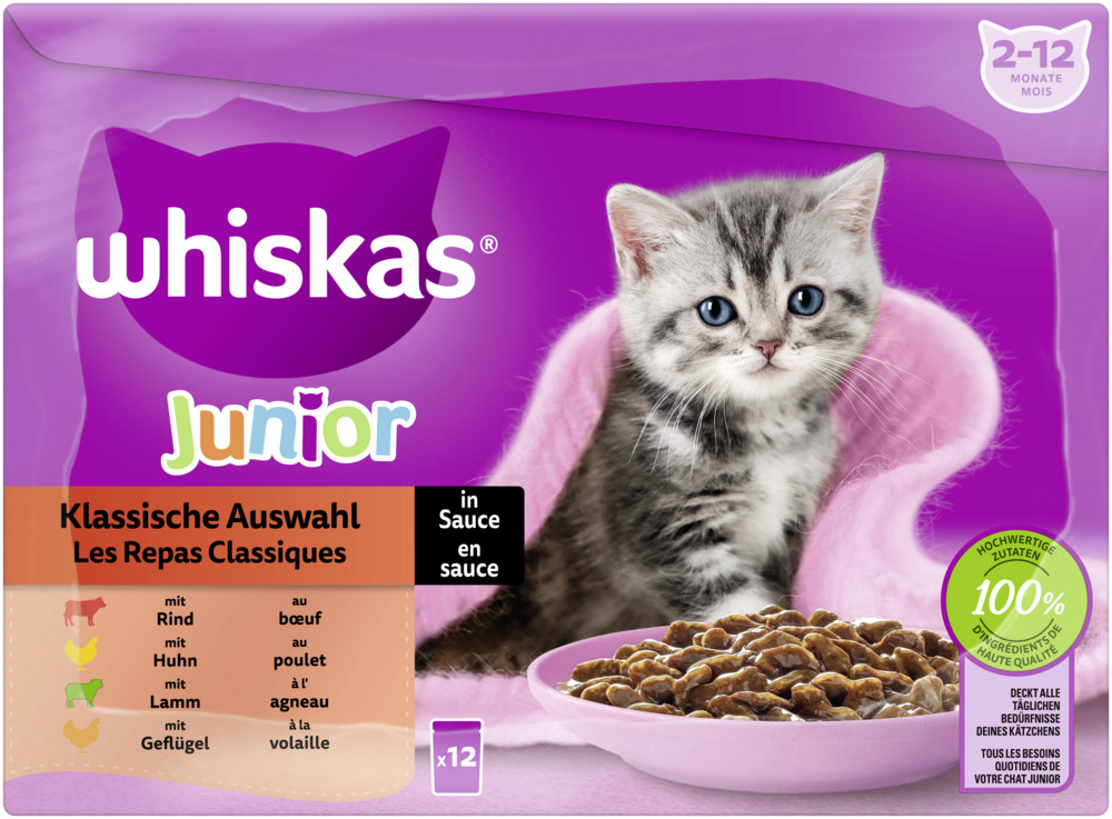 Whiskas Multipack Junior Klassische Auswahl in Sauce 12x 85G